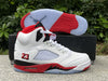 Pure original Air Jordan 5 Fire Red "Black Tongue" white and red