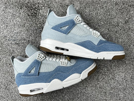 Pure original Air Jordan 4 Denim "Worn Blue" white blue Levi's