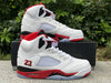 Pure original Air Jordan 5 Fire Red "Black Tongue" white and red