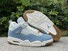 Pure original Air Jordan 4 Denim "Worn Blue" white blue Levi's