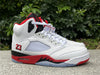Pure original Air Jordan 5 Fire Red "Black Tongue" white and red