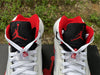 Pure original Air Jordan 5 Fire Red "Black Tongue" white and red