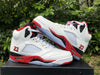 Pure original Air Jordan 5 Fire Red "Black Tongue" white and red